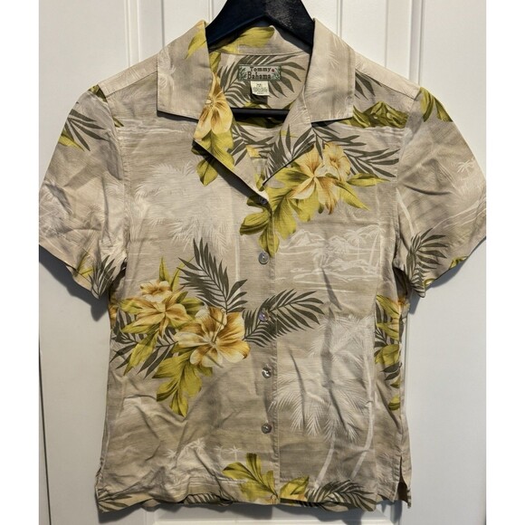 TOMMY BAHAMA Women's Hawaiian Tropical Floral Silk & Linen Blouse Size 2 - Picture 1 of 3